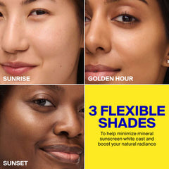 Three flexible shades minimize mineral sunscreen white cast 7