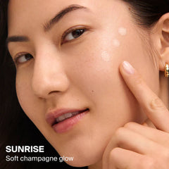 Sunrise shade soft champagne glow applied on cheek 3