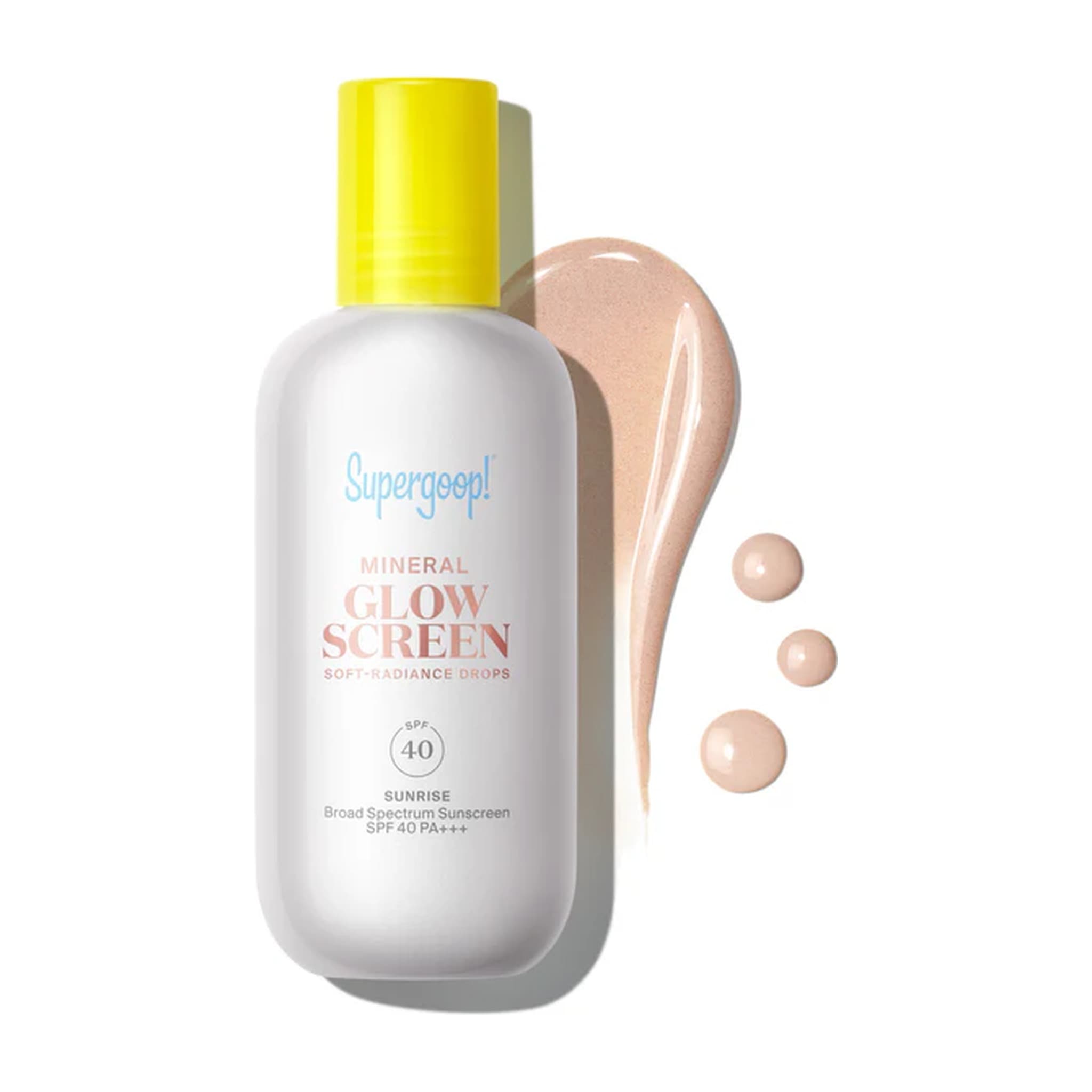 Supergoop Glowscreen Drops SPF 40 in Sunrise with swatch 1