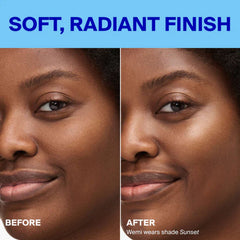 Soft radiant finish before and after Glowscreen Drops in Sunset 2