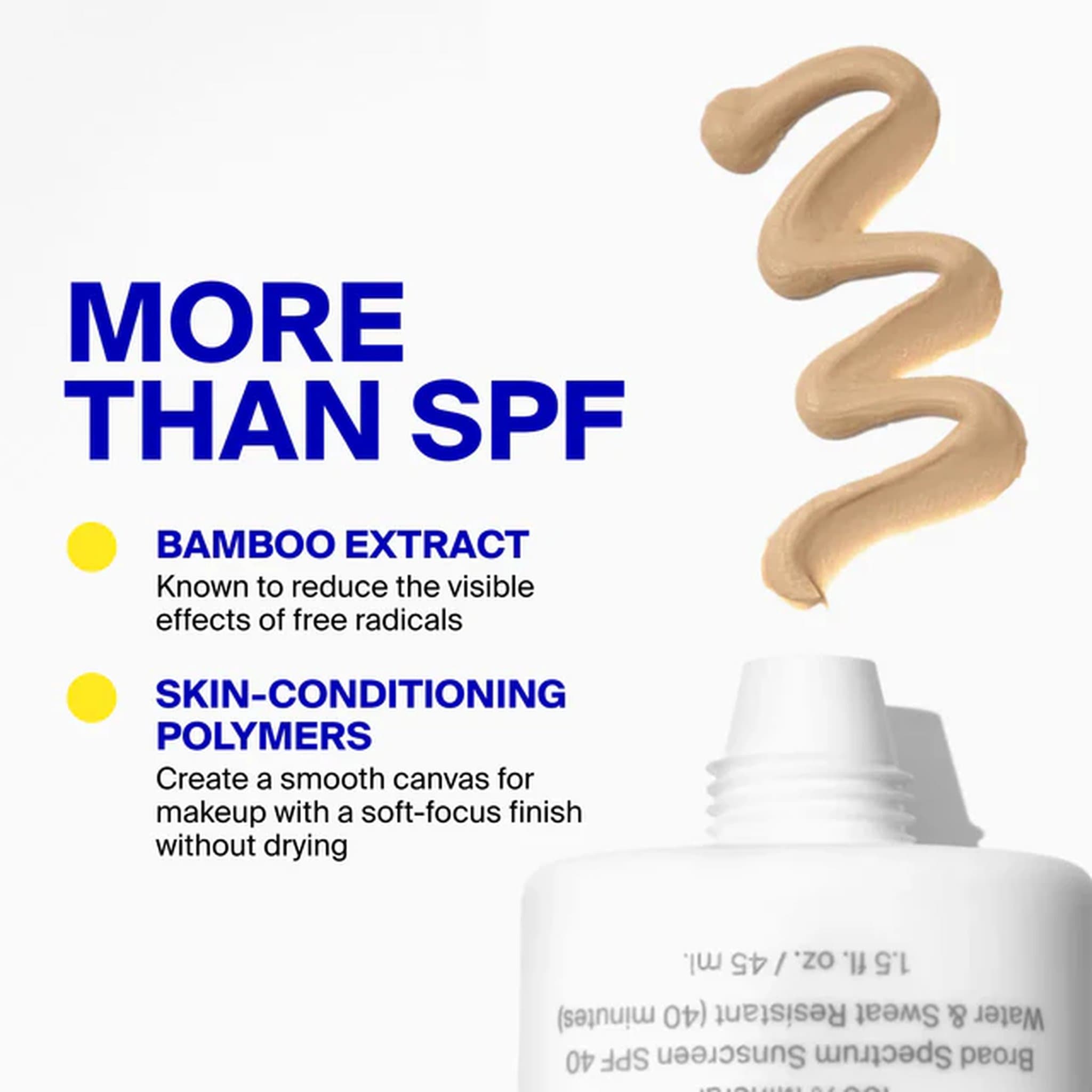 Bamboo extract and skin conditioning polymers create a smooth canvas