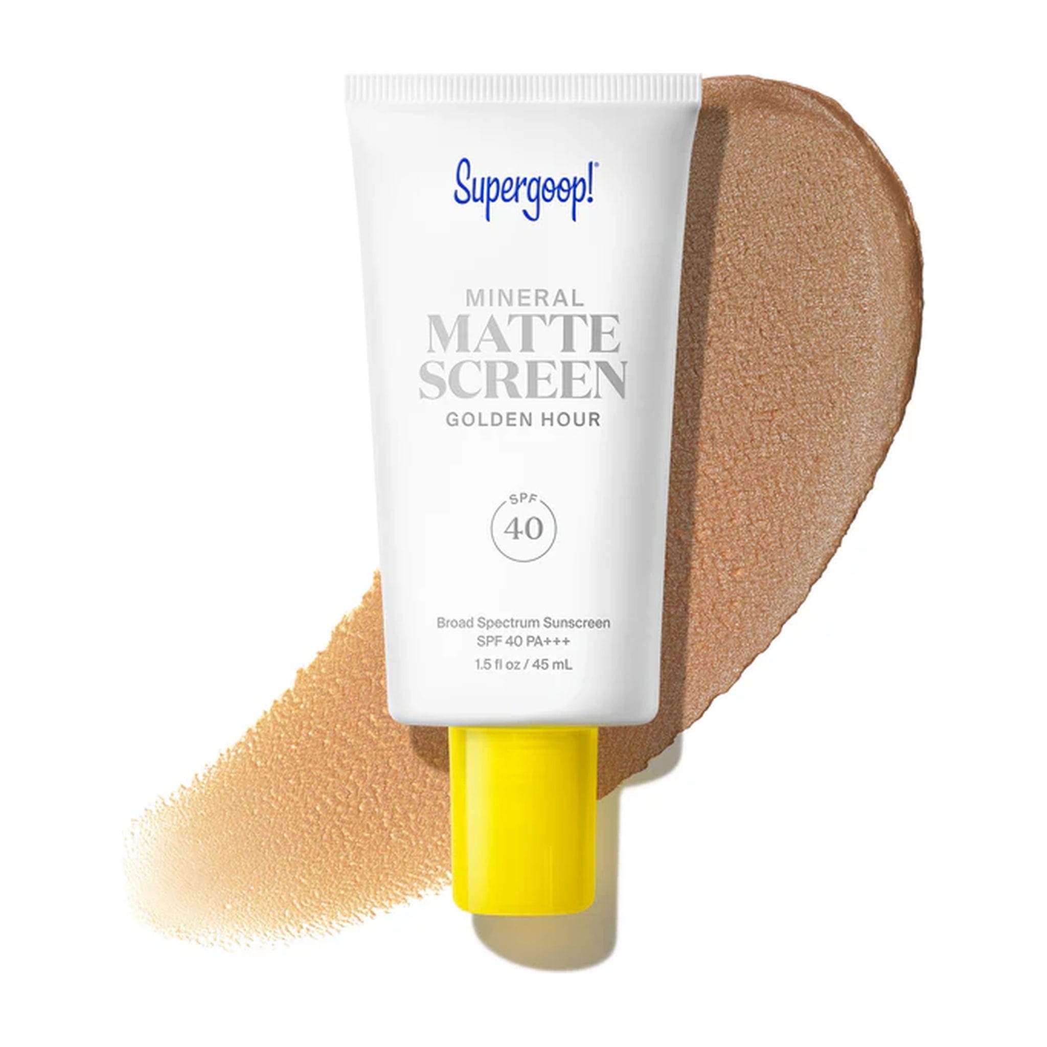 Mineral Matte Screen SPF 40 in Golden Hour with swatch