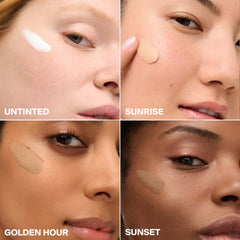 Untinted Sunrise Golden Hour and Sunset shade swatches on skin