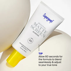 Mineral Matte Screen SPF 40 in Sunrise shade styled tube