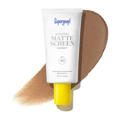 Supergoop Mineral Matte Screen SPF 40 in Sunset with swatch