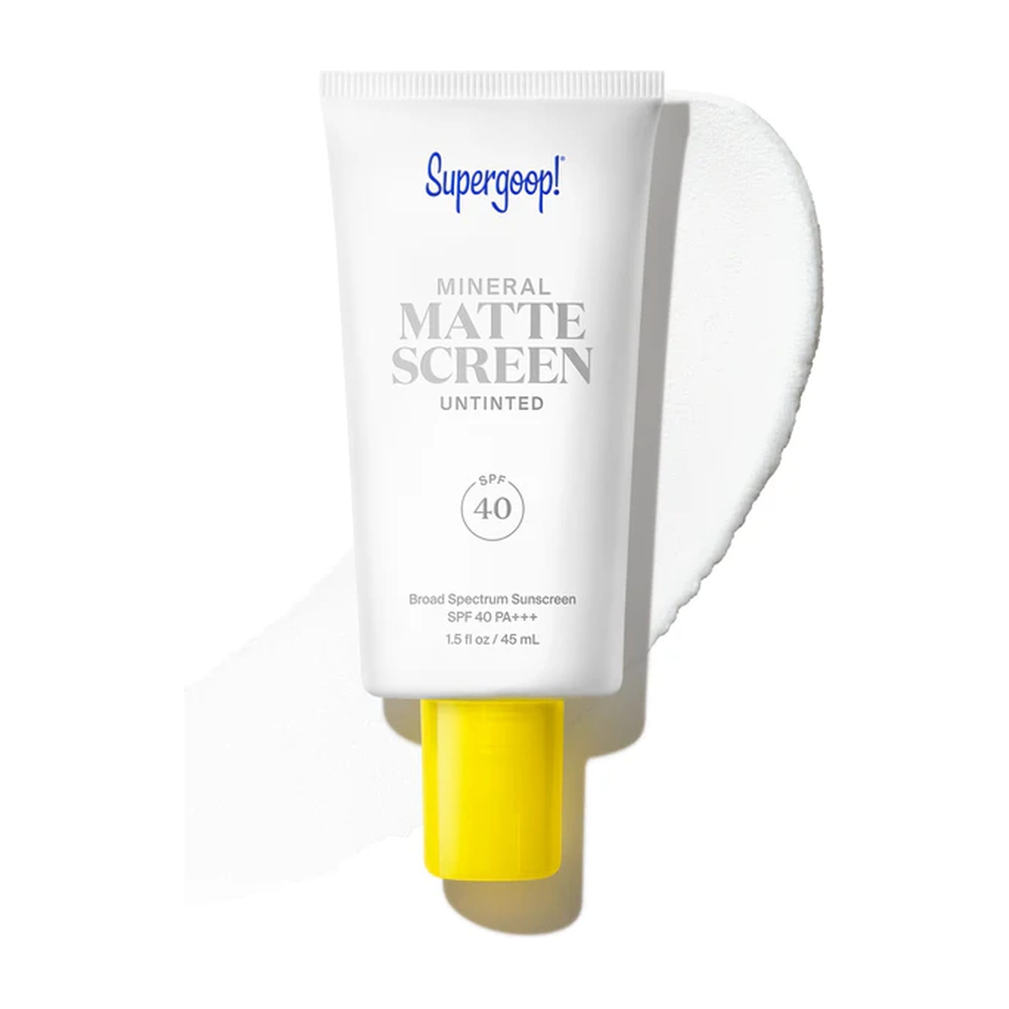 Supergoop Mineral Matte Screen SPF 40 Untinted with swatch