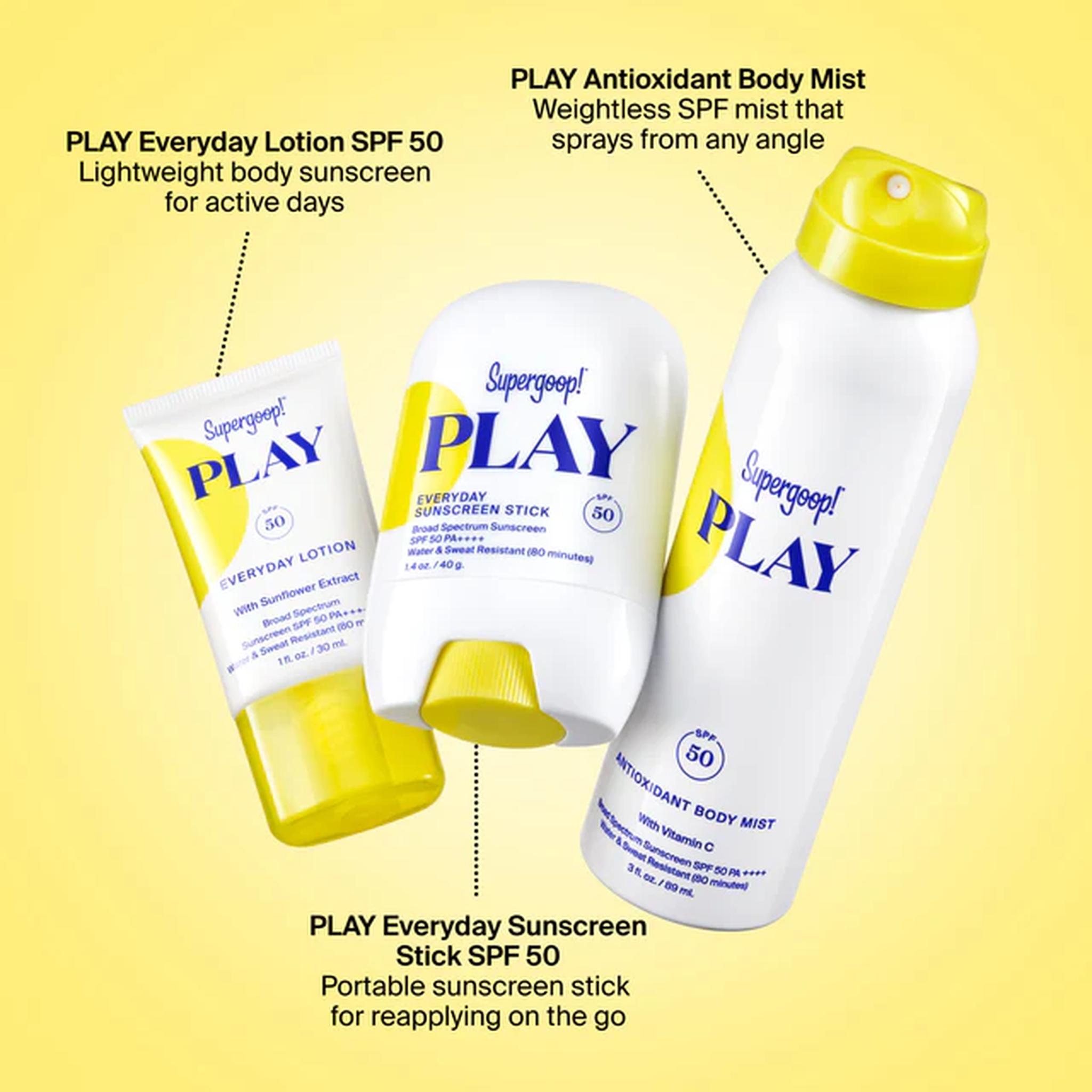 Play Date kit lotion stick and mist labeled product diagram