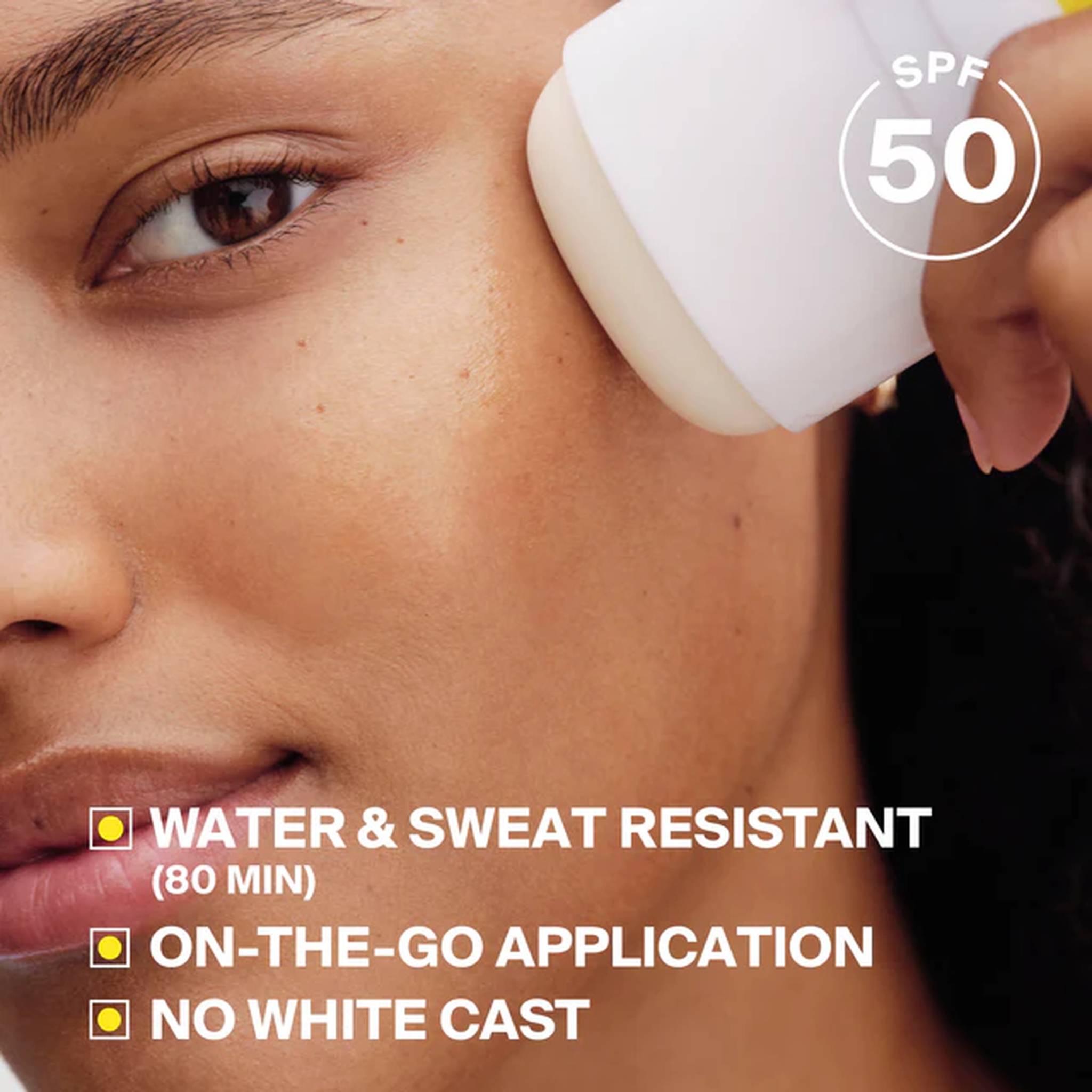 On the go sunscreen stick application with no white cast