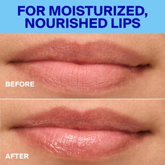 Before and after lips showing moisturized and nourished results