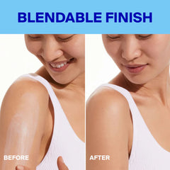 Blendable finish before and after applying Supergoop mineral SPF lotion