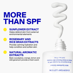Sunflower extract rosemary and rice bran ingredients in PLAY sunscreen lotion