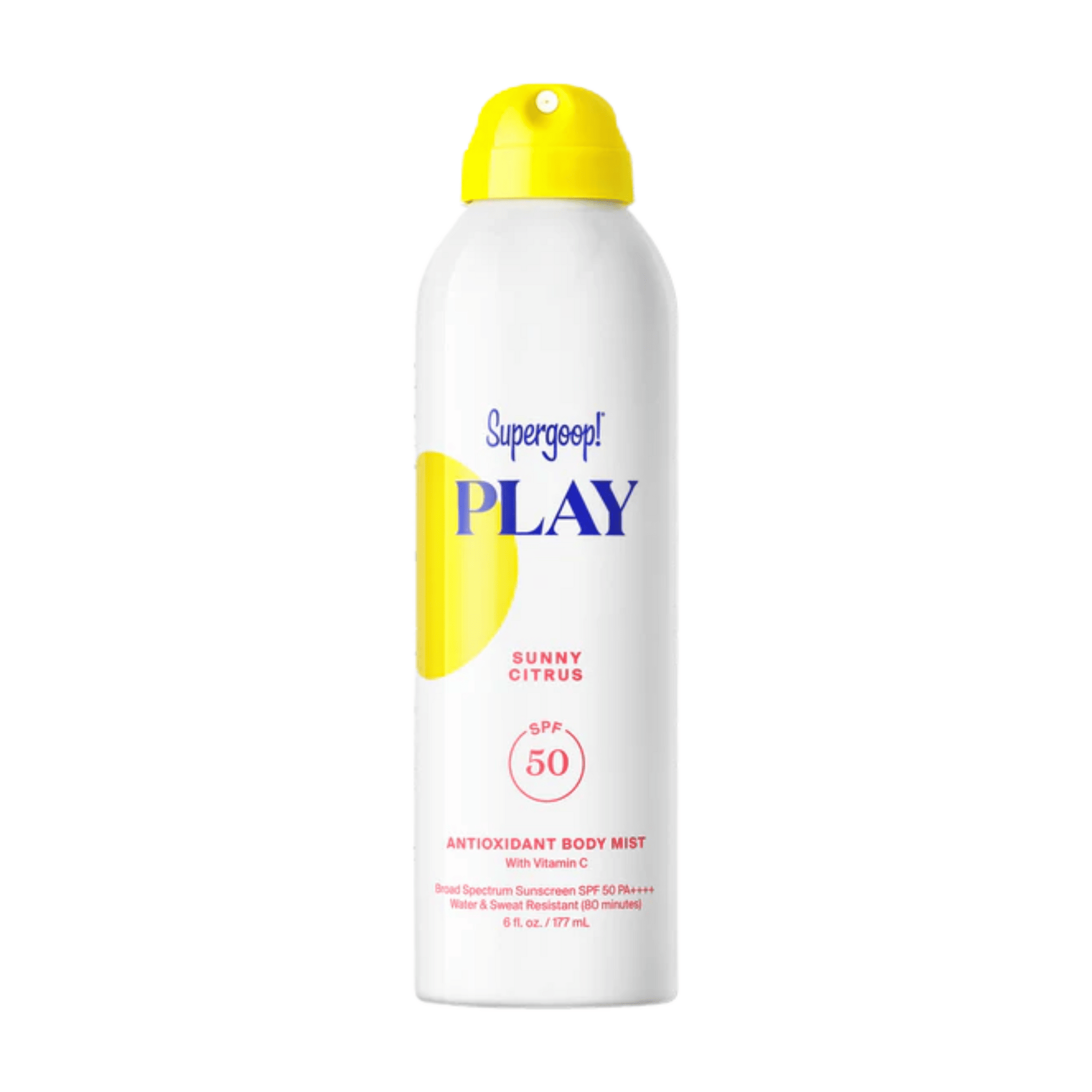 Supergoop PLAY Sunny Citrus Antioxidant Body Mist SPF 50 spray can