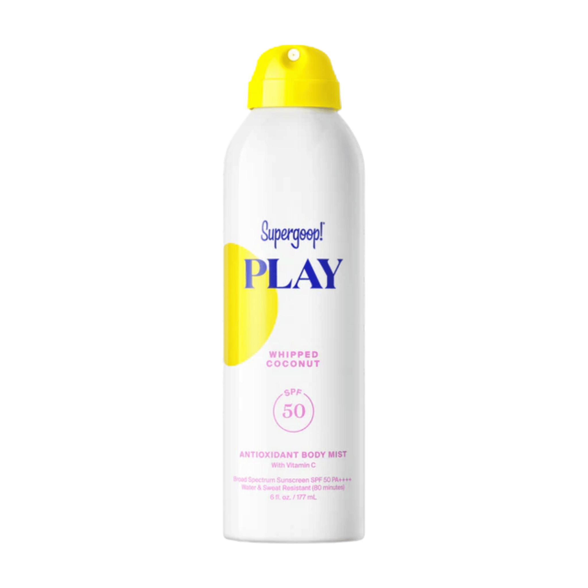 Supergoop PLAY Whipped Coconut Antioxidant Body Mist SPF 50 spray can