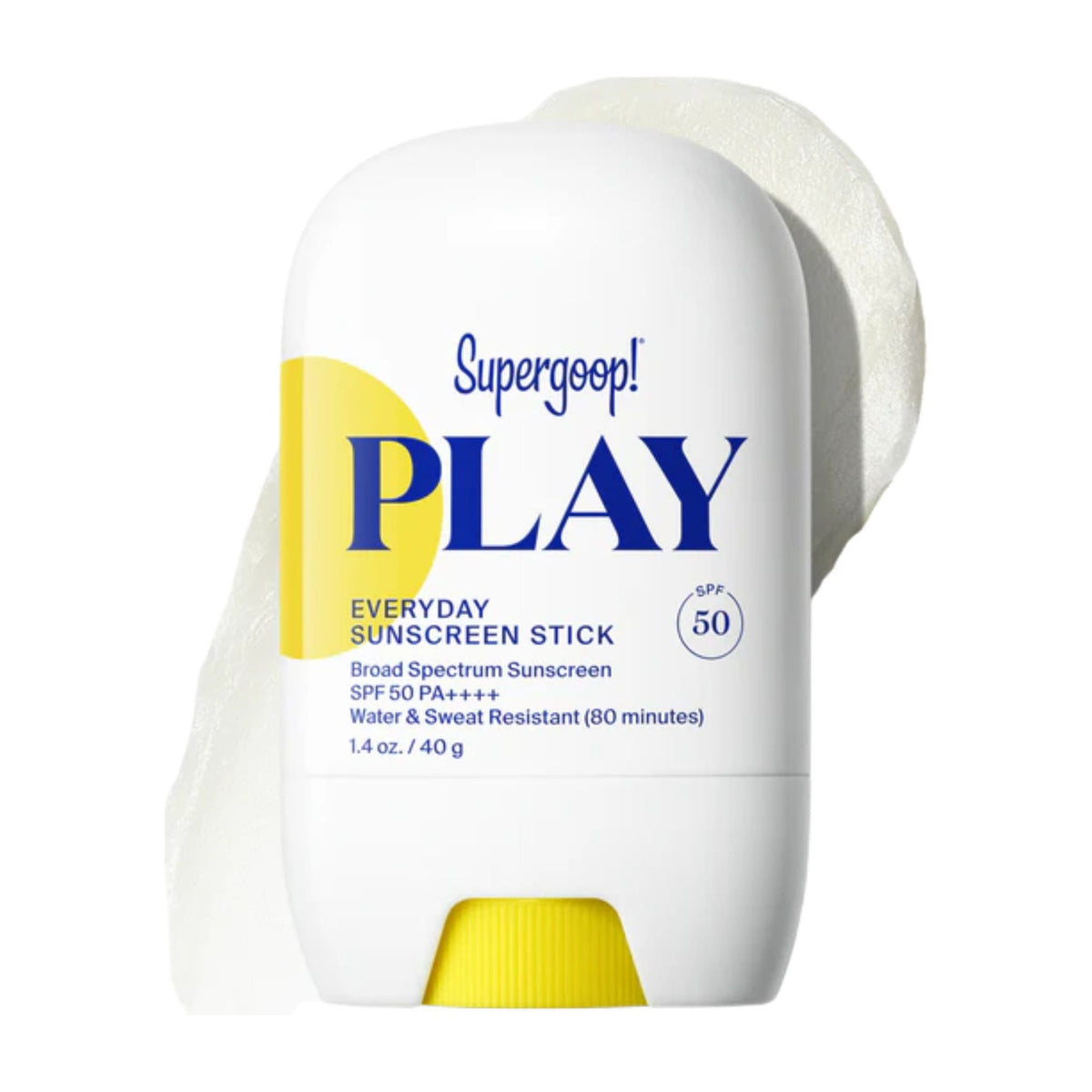 Supergoop Play Everyday Sunscreen Stick SPF 50 with cream swatch