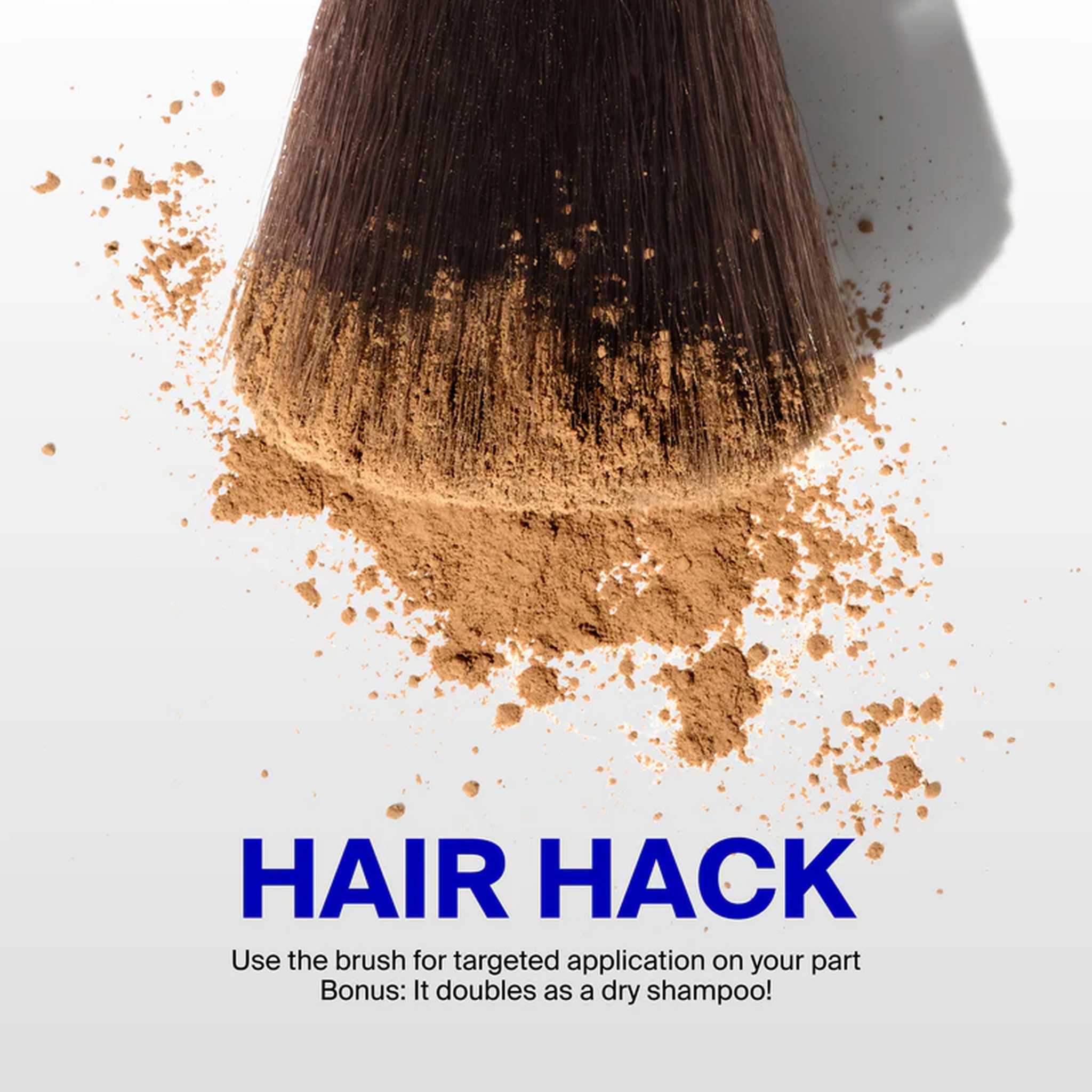 Supergoop Resetting Mineral Powder brush hair hack for a quick part touch-up and dry shampoo