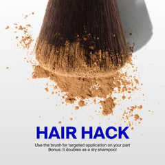 Supergoop Resetting Mineral Powder brush hair hack for a quick part touch-up and dry shampoo