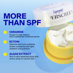 Supergoop Superscreen ingredients ceramide ectoin and algae extract for skin nourishment