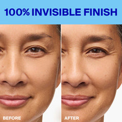 Before and after photo showing Unseen Sunscreen Stick's 100% invisible finish on skin