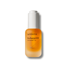 Symbiome Recharge002 Postbiomic Oil amber frosted glass dropper bottle with white cap