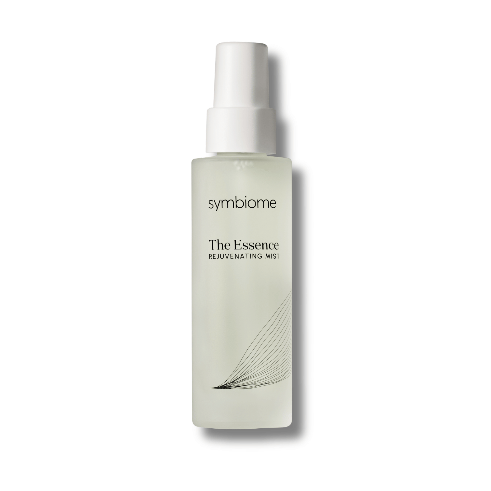 Symbiome The Essence Rejuvenating Mist clear frosted glass spray bottle with white pump cap