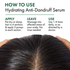 How to use Vichy Dercos hydrating anti-dandruff serum: apply 5 pumps per section, massage into scalp, no rinse needed