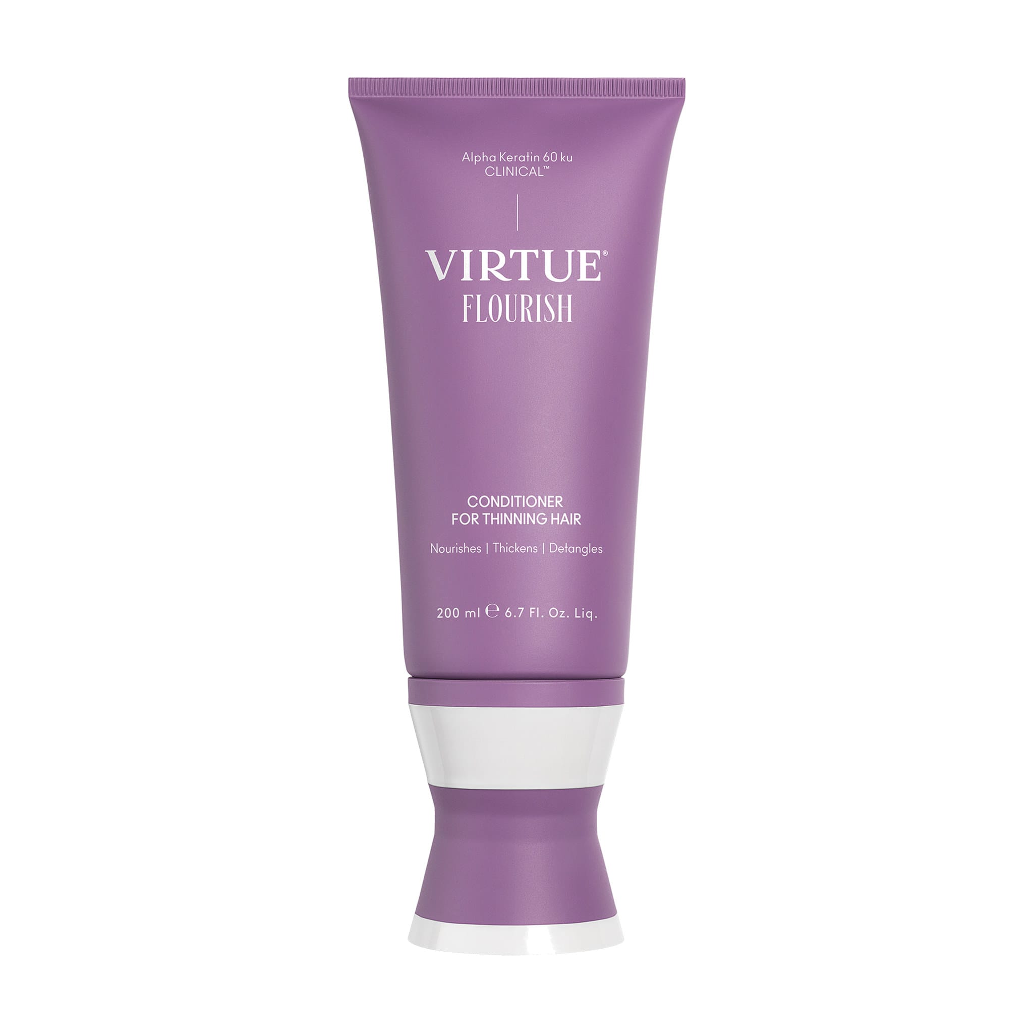 Virtue Flourish Conditioner for Thinning Hair 6.7 oz tube with Alpha Keratin that nourishes thickens and detangles