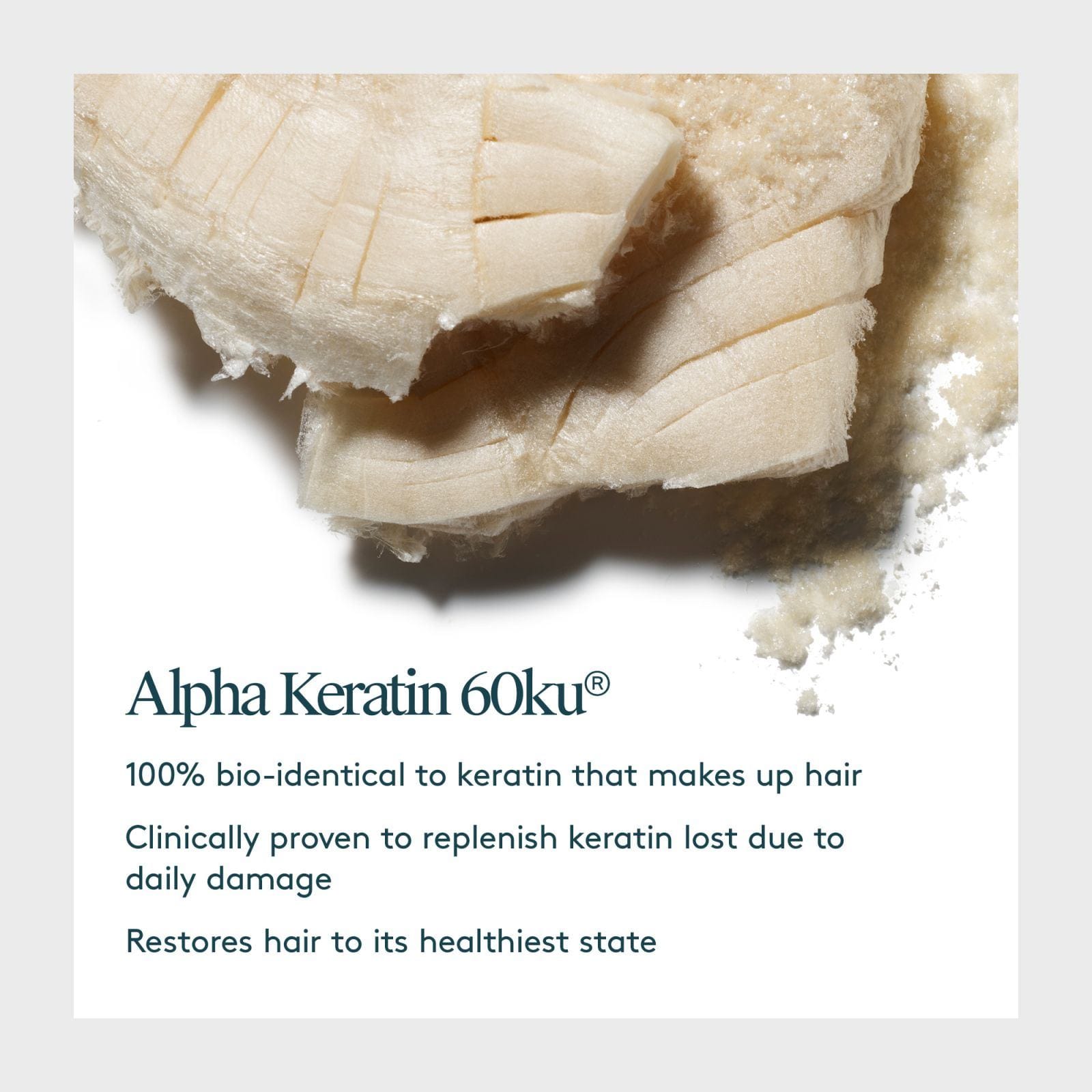 Alpha Keratin 60ku protein in Virtue Recovery Conditioner that replenishes keratin in damaged hair
