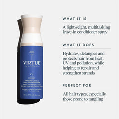 VIRTUE Strength and Shield Leave-In Conditioner spray 150ml bottle for detangling and heat protection