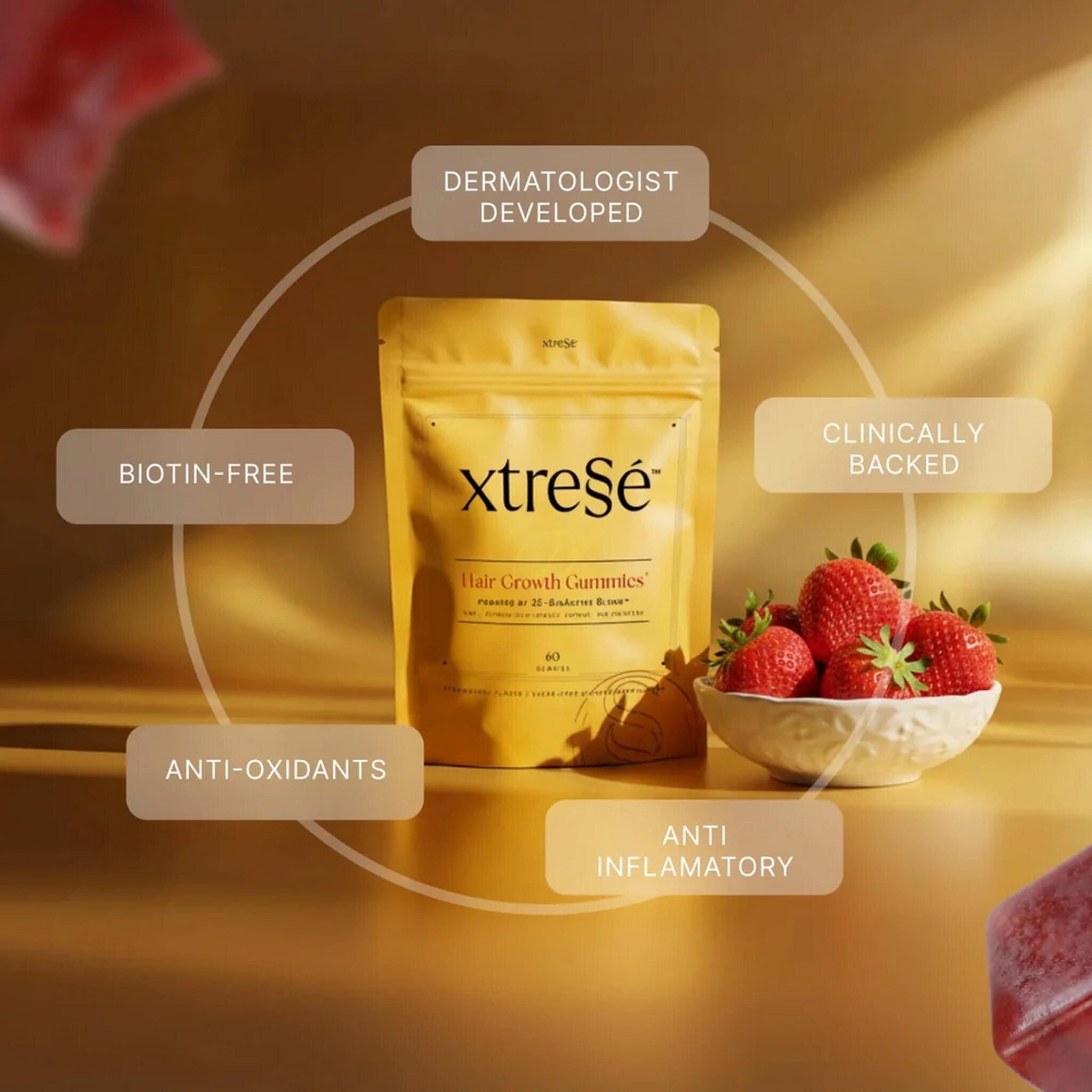 Xtressé Hair Growth Gummies dermatologist developed clinically backed biotin-free formula