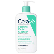 Bild in Galerie-Viewer laden, CeraVe Foaming Facial Cleanser for Normal to Oily Skin Cerave 12 oz. Shop at Exclusive Beauty Club
