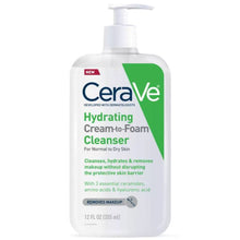 Cargar imagen en el visor de galería, CeraVe Hydrating Cream to Foam Cleanser for Normal to Dry Skin Cerave 12 oz. Shop at Exclusive Beauty Club
