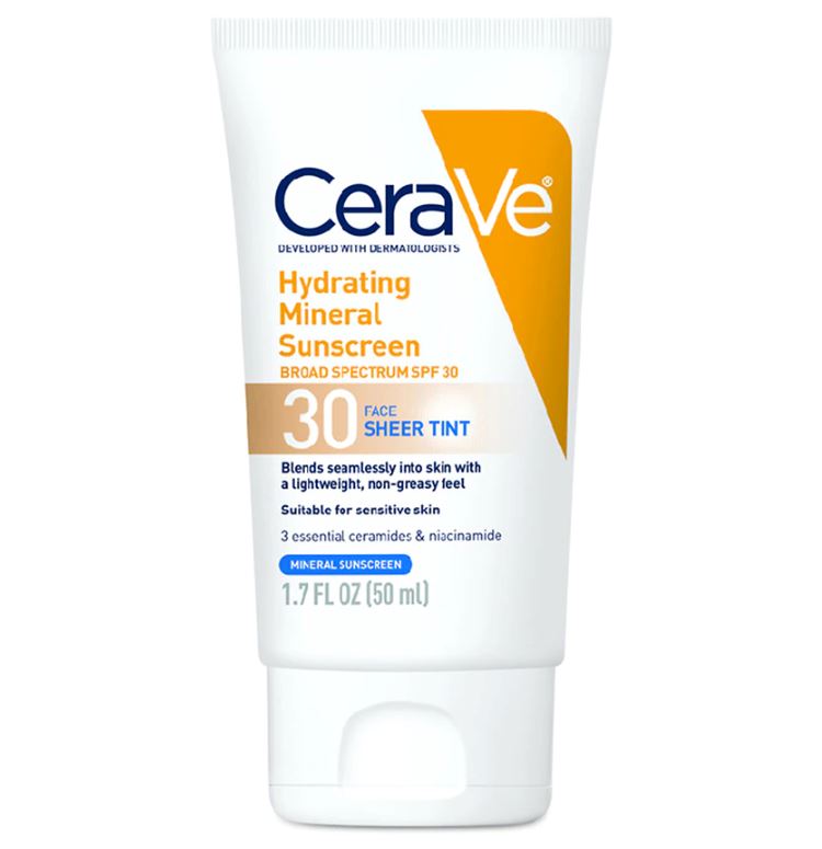 CeraVe Hydrating Mineral Sunscreen Broad Spectrum SPF 30 Sheer Tint Cerave 1.7 fl. oz. Shop at Exclusive Beauty Club