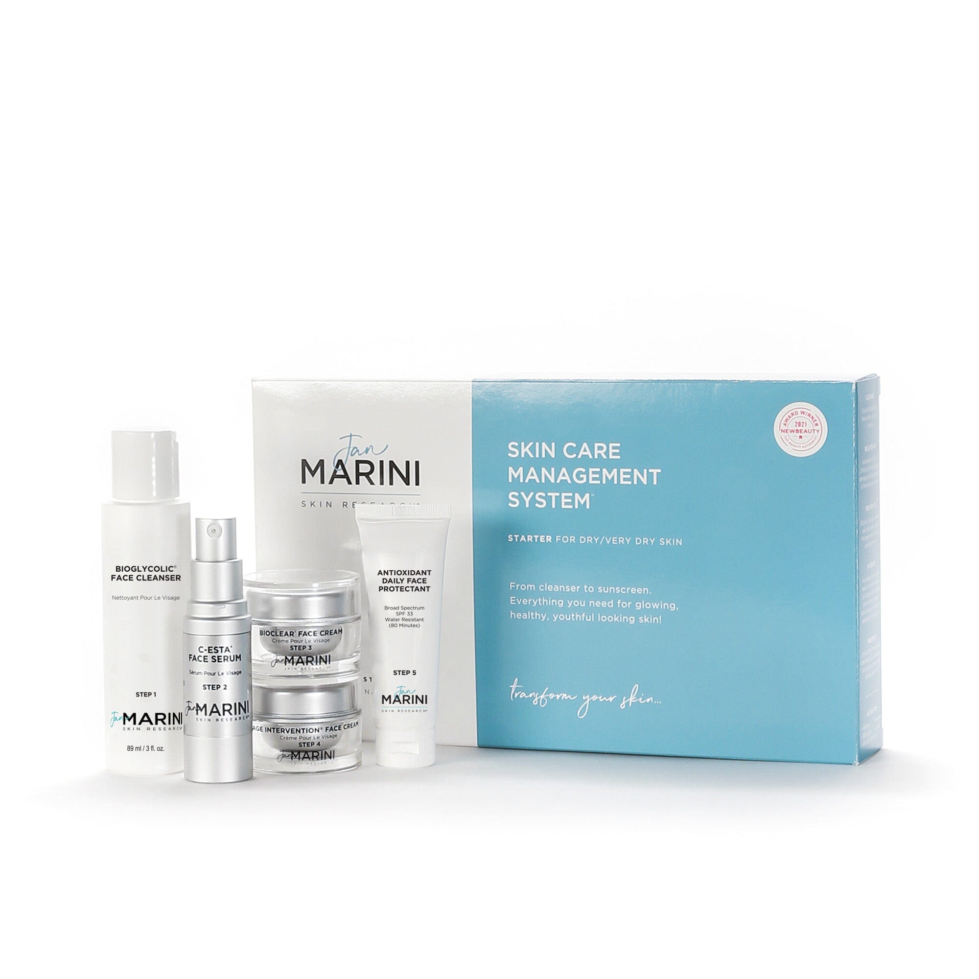 Jan Marini Starter Skin Care Management System-Dry/Very Dry Skin with Antioxidant Daily Face Protectant SPF 33 Anti-Aging Skin Care Kits Jan Marini Shop at Exclusive Beauty Club