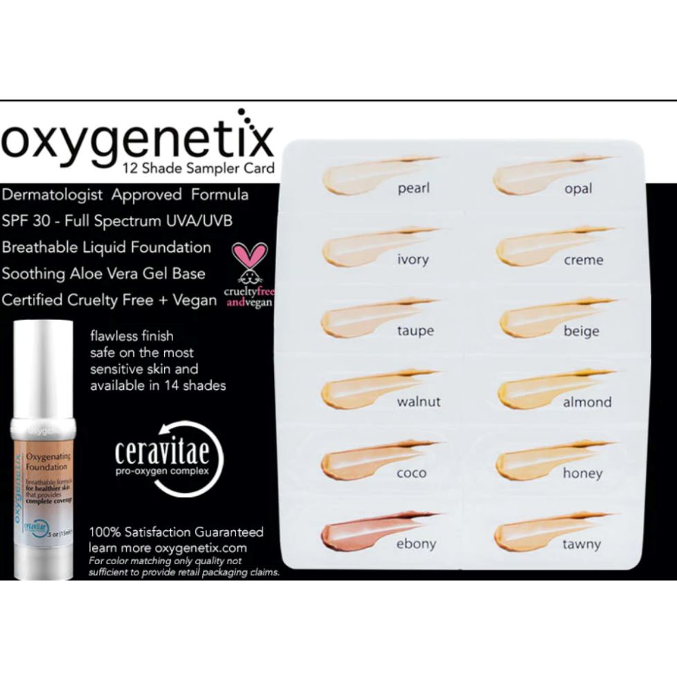 Oxygenetix Foundation 12 Shade Sampler Card Oxygenetix Shop at Exclusive Beauty Club