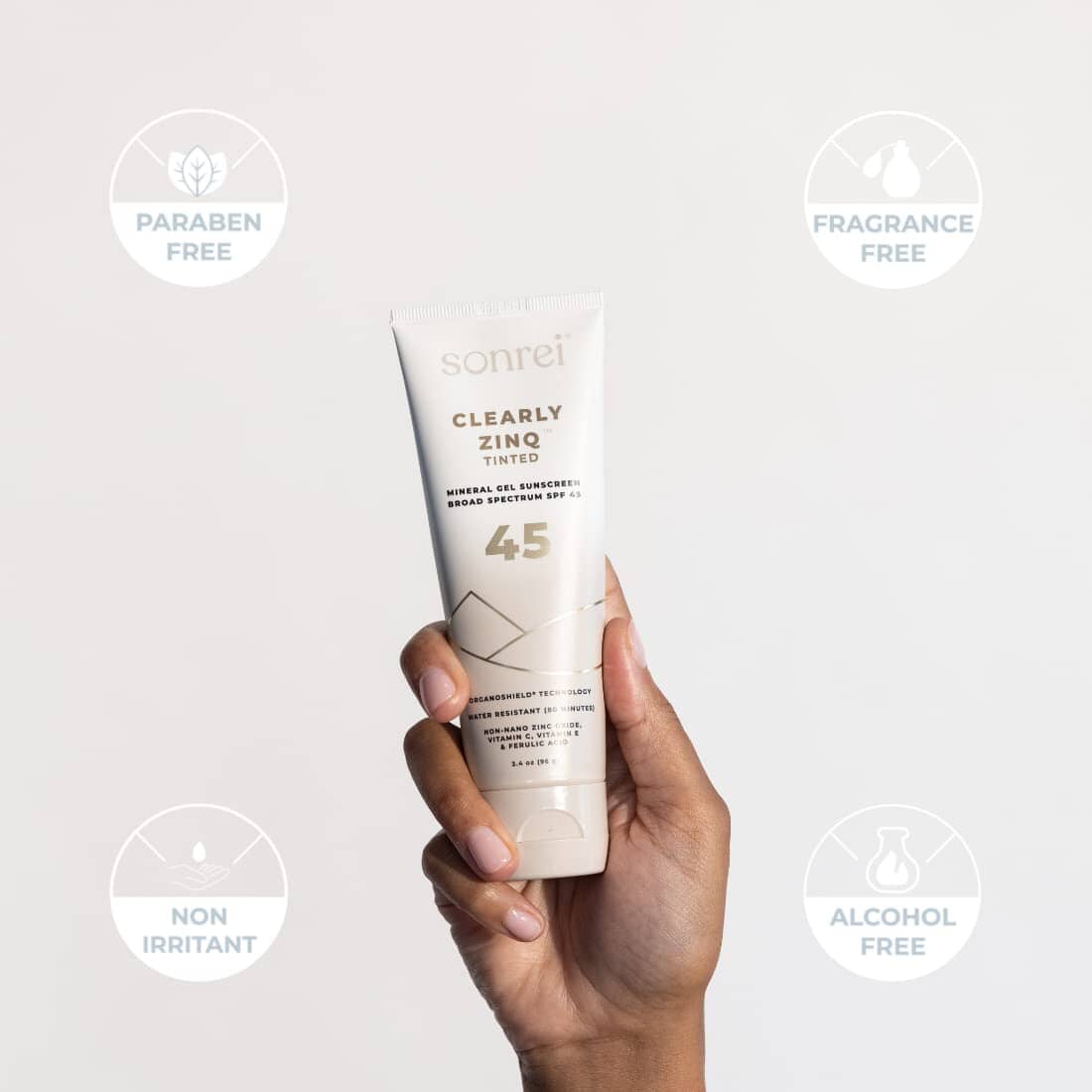 Sonrei Clearly Zinq Tinted SPF 45 Mineral Sunscreen Gel Sunscreen Sonrei Shop at Exclusive Beauty