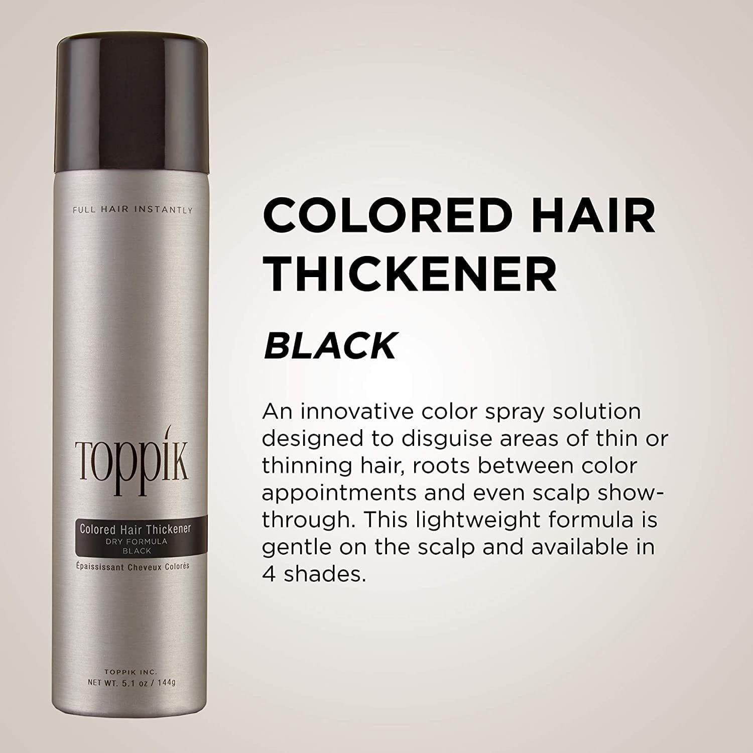 Toppik Colored Hair Thickener - BLACK Toppik Shop at Exclusive Beauty